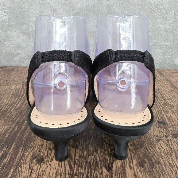 Adrienne Vittadini Suza Slingback Kitten Heels 7.5 Black Pearl Rhinestone Formal - Picture 7 of 15